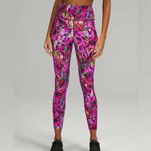 Lululemon Fast Free High-Rise Tight  24' *Nulux Hyper Flow Pink Multi Sz 4